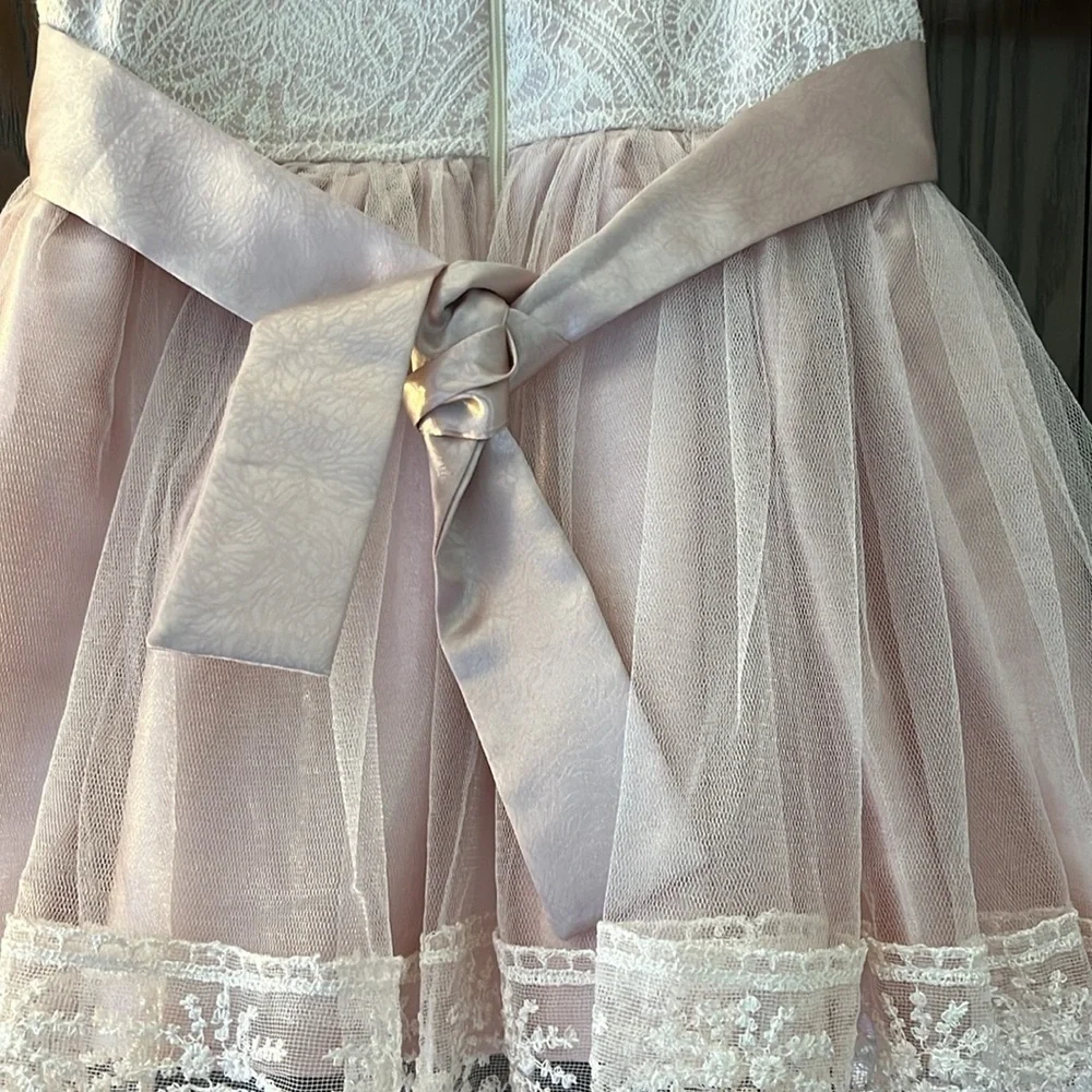 Tedi-Mod baby’s dressy sleeveless dress. Mauve with mauve lace overlay. 12 month